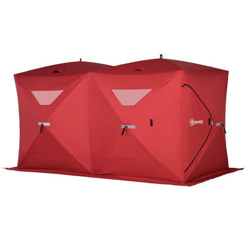 5-8 Person Pop-Up Ice Fishing Shelter, Portable Tent, Red