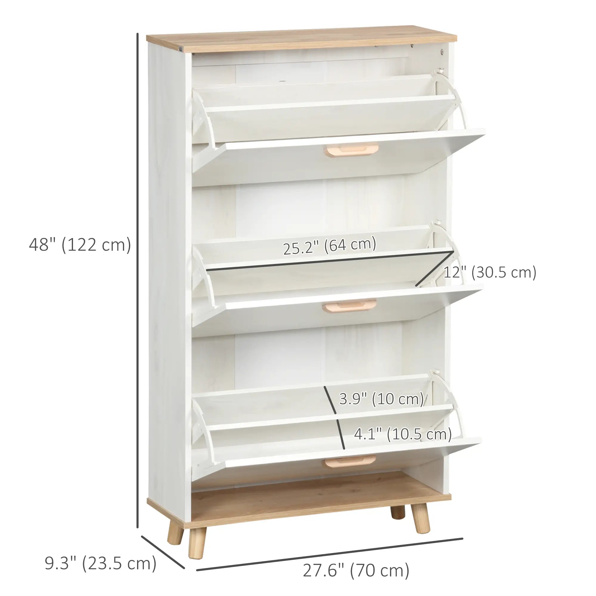 Modern Shoe Cabinet, 3 Flip Drawers, Adjustable Shelf, 12 Pair, White Shoe Storage Cabinets & Racks at Gallery Canada