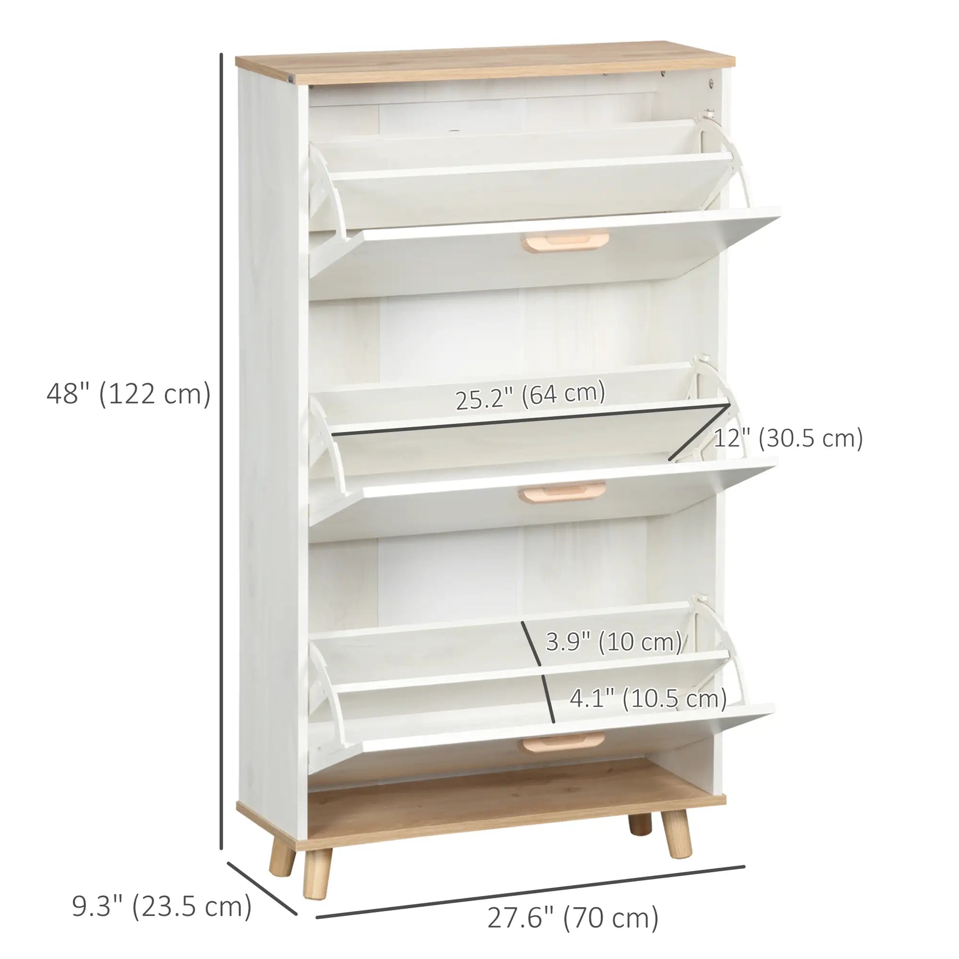 Modern Shoe Cabinet, 3 Flip Drawers, Adjustable Shelf, 12 Pair, White Shoe Storage Cabinets & Racks at Gallery Canada