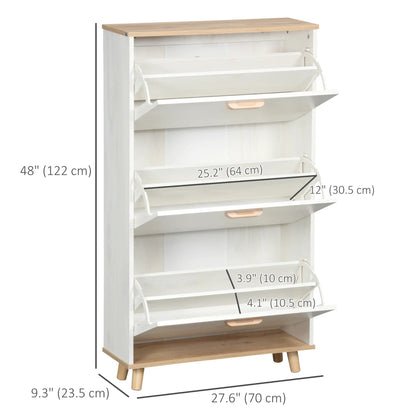 Modern Shoe Cabinet, 3 Flip Drawers, Adjustable Shelf, 12 Pair, White Shoe Storage Cabinets & Racks at Gallery Canada