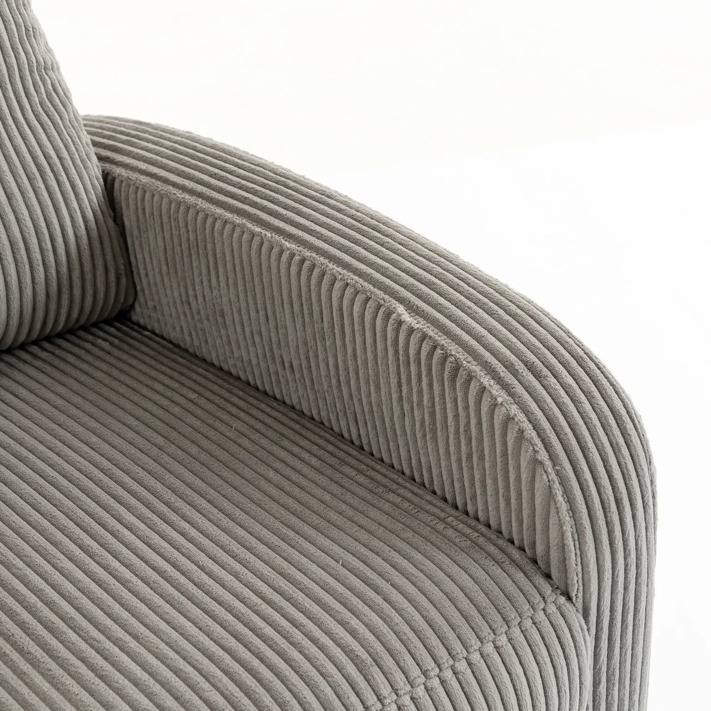 Corduroy Push Back Recliner Chair with Padded Seat, Grey