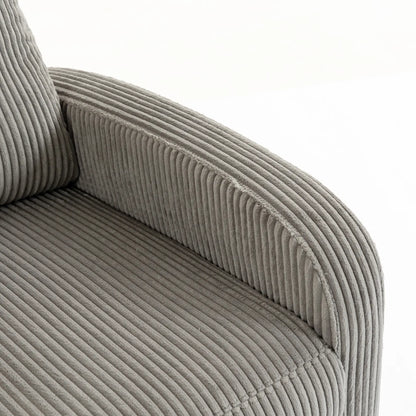 Corduroy Push Back Recliner Chair with Padded Seat, Grey