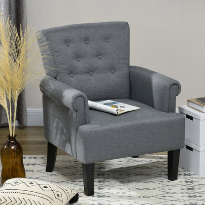 Fabric Accent Armchair, Modern Living Room Chair, Wood Legs, Grey Single Sofas at Gallery Canada