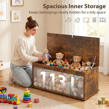 39.5" Storage Chest, Flip-Top Lid, Entryway Bench, Rustic Brown, Brown Storage Ottomans & Benches at Gallery Canada