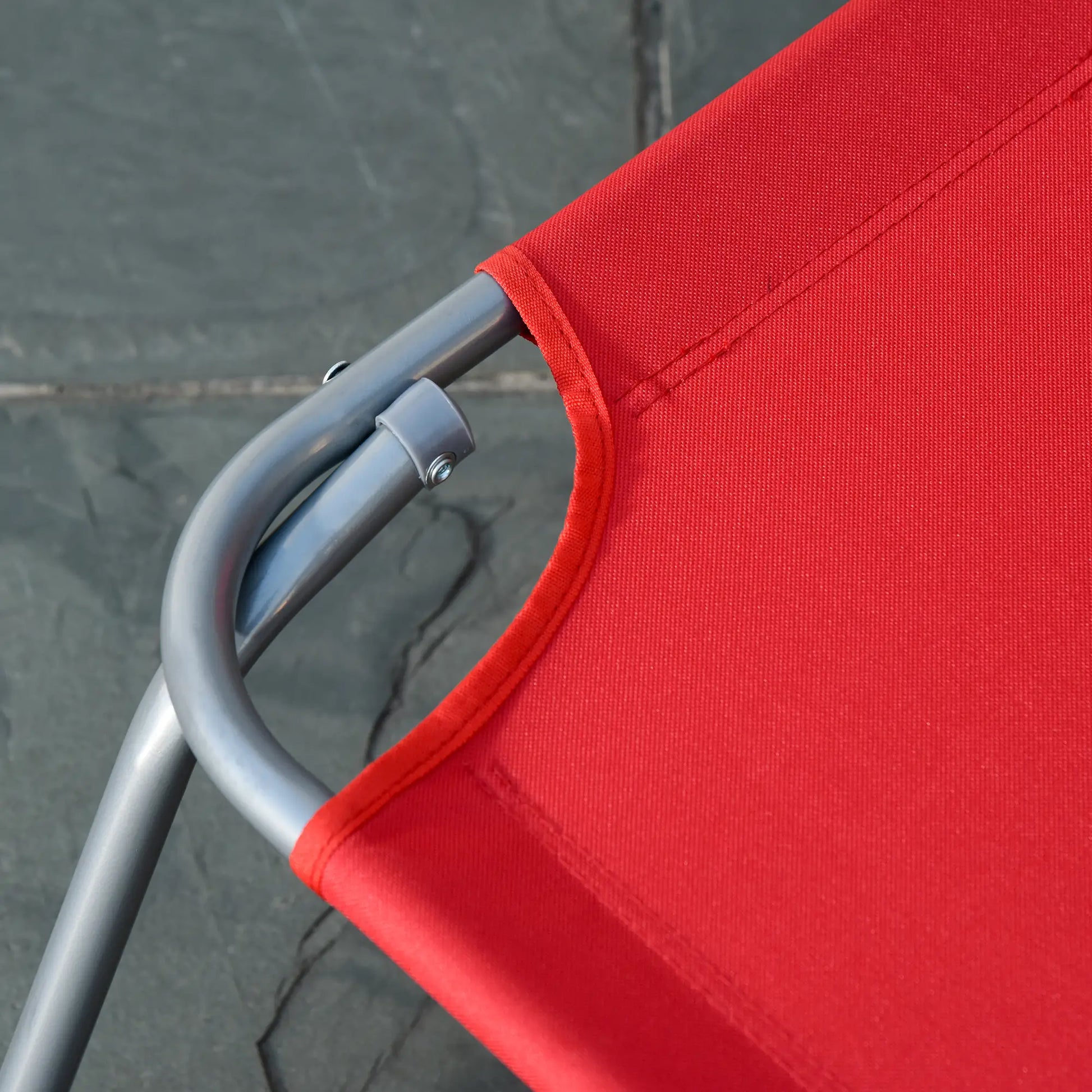 Folding Outdoor Lounge Chair, Portable Reclining Beach Lounger, Breathable Mesh, Red Lounger Chairs at Gallery Canada