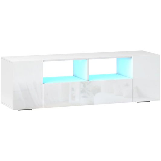 TV Stand for 60" TVs, LED Lights, Storage Shelves, 53.9" x 13.8" x 16.5", White TV Stands High Gloss White at Gallery Canada