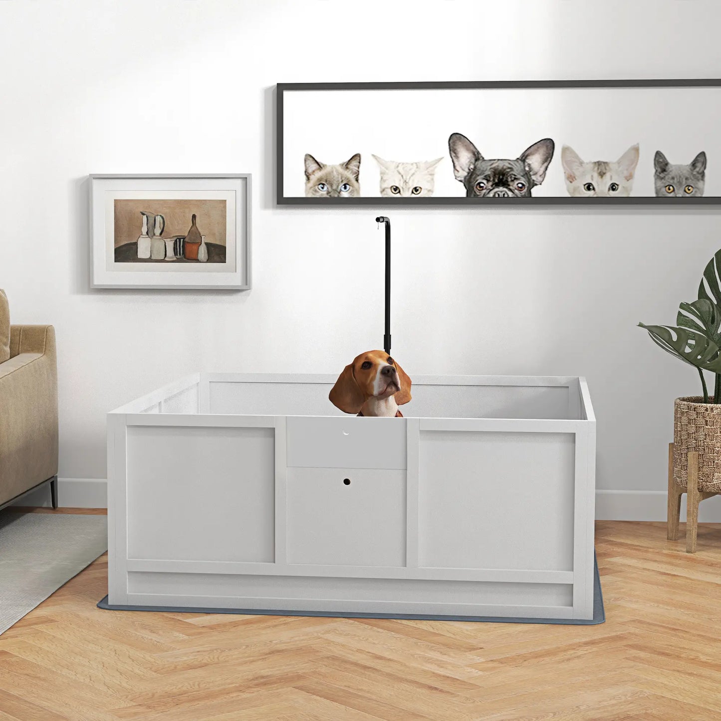 Dog Whelping Box, Waterproof Pad, Adjustable Door, 49" x 47" Houses, Kennels & Pens at Gallery Canada