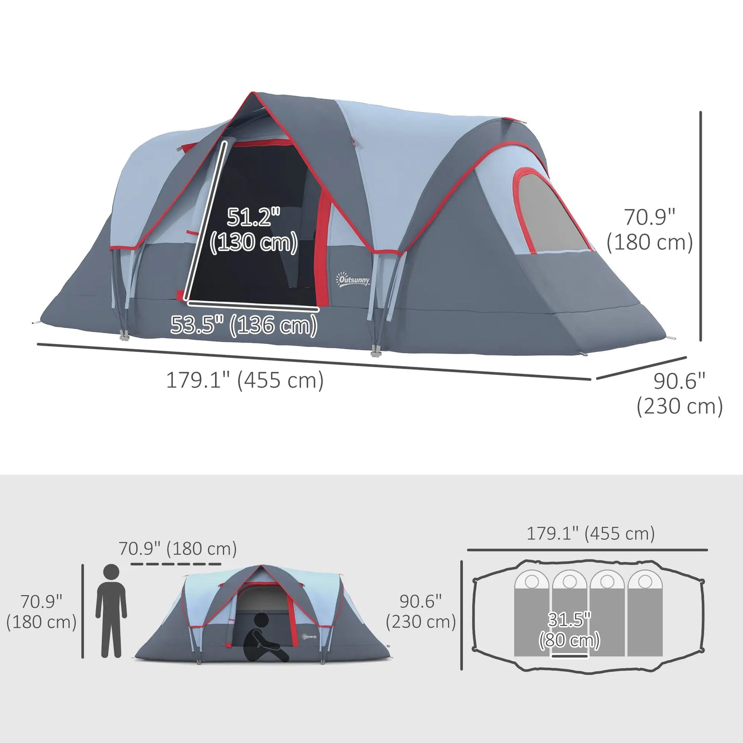 5-6 Person Family Tent, Outdoor Camping Tent, Grey Camping Tents at Gallery Canada