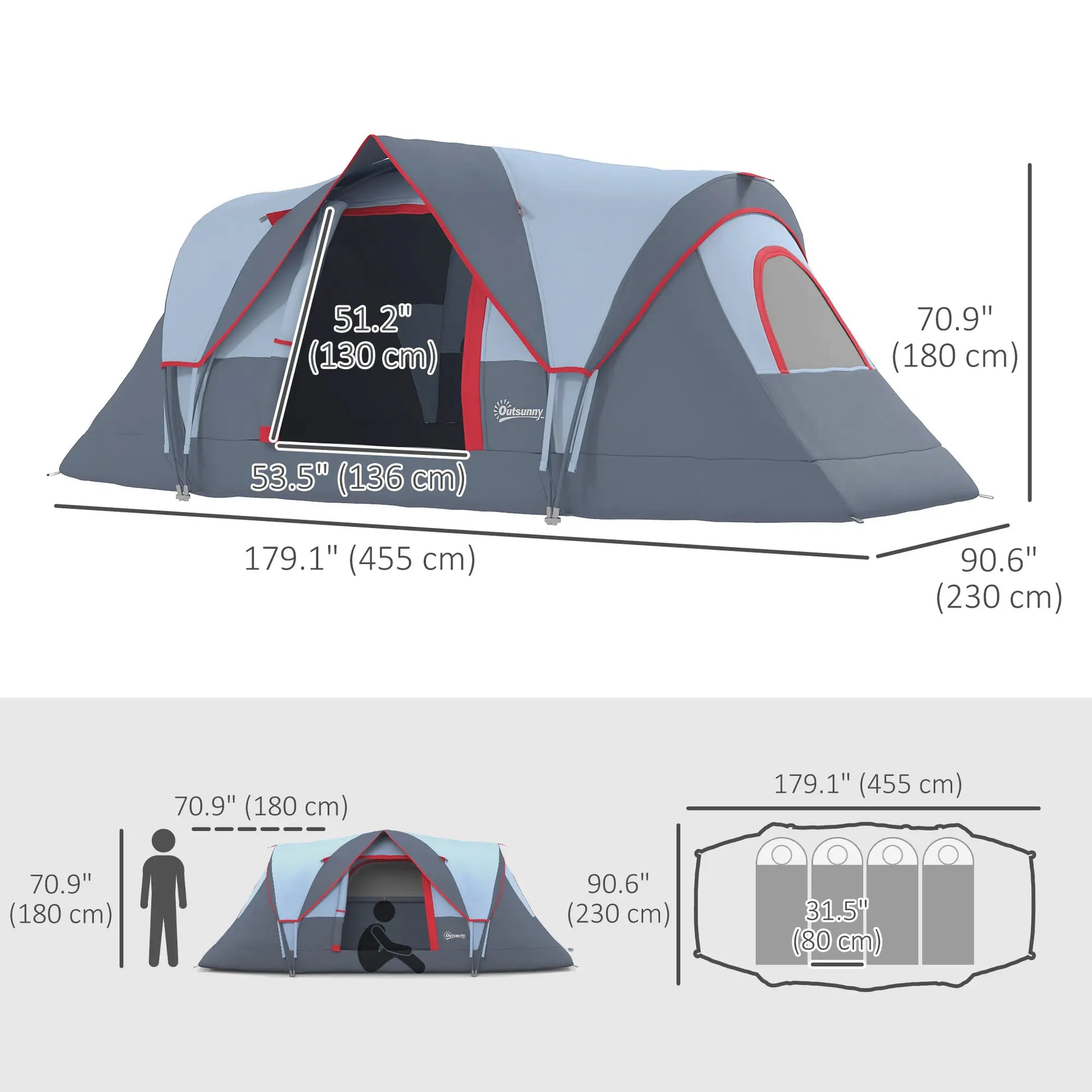 5-6 Person Family Tent, Outdoor Camping Tent, Grey Camping Tents at Gallery Canada