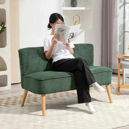 Modern 2 Seater Sofa, Upholstered Couch with Rubber Wood Legs, Green 2-Seater Sofas at Gallery Canada