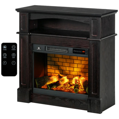 Electric Fireplace With Mantel, Freestanding Heater, 700W/1400W, Brown Electric Fireplaces at Gallery Canada