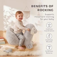 Cheval à bascule à enfourcher en peluche phoque, 12-36 mois, gris, gris