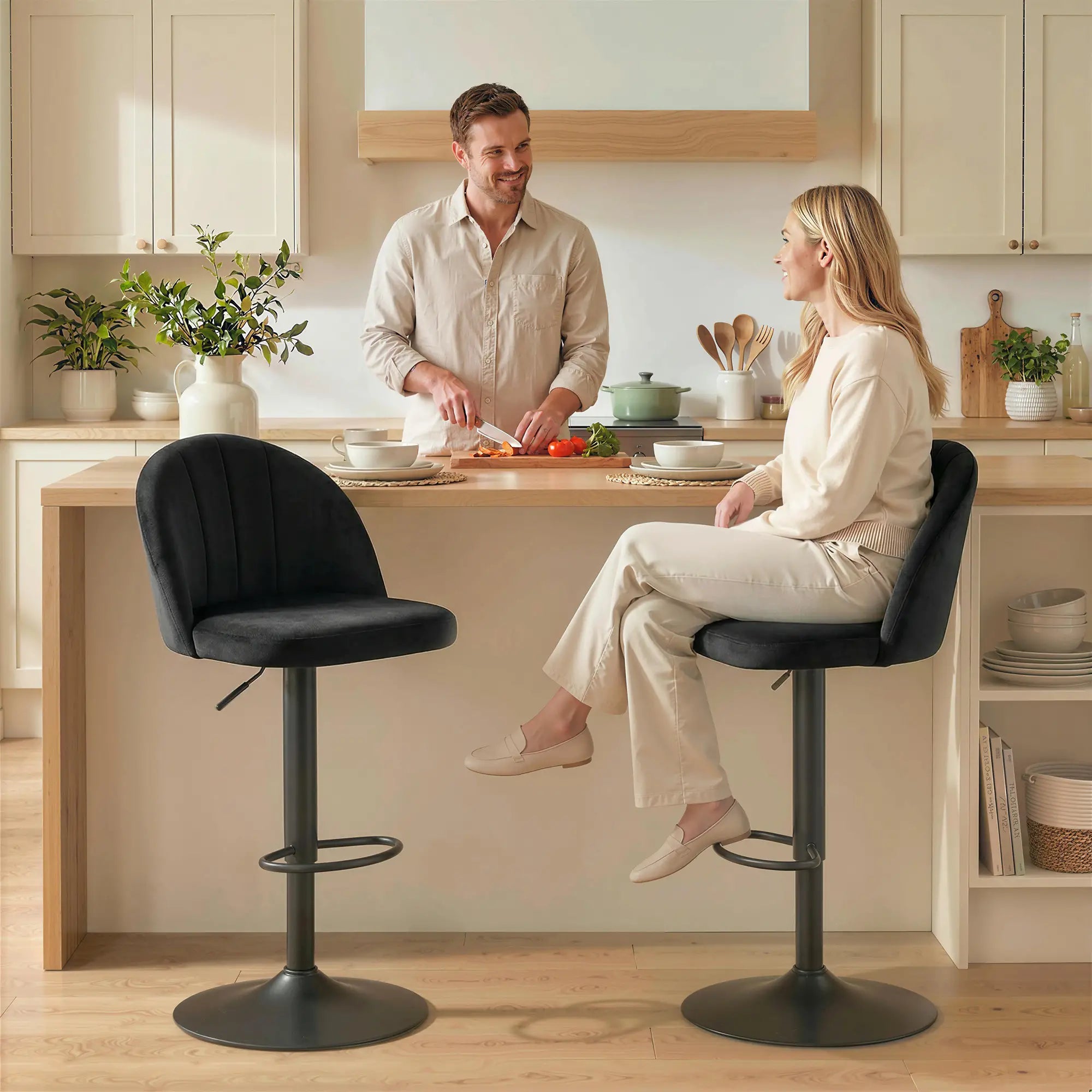Swivel Counter Height Barstools Set of 2, Black Bar Stools at Gallery Canada