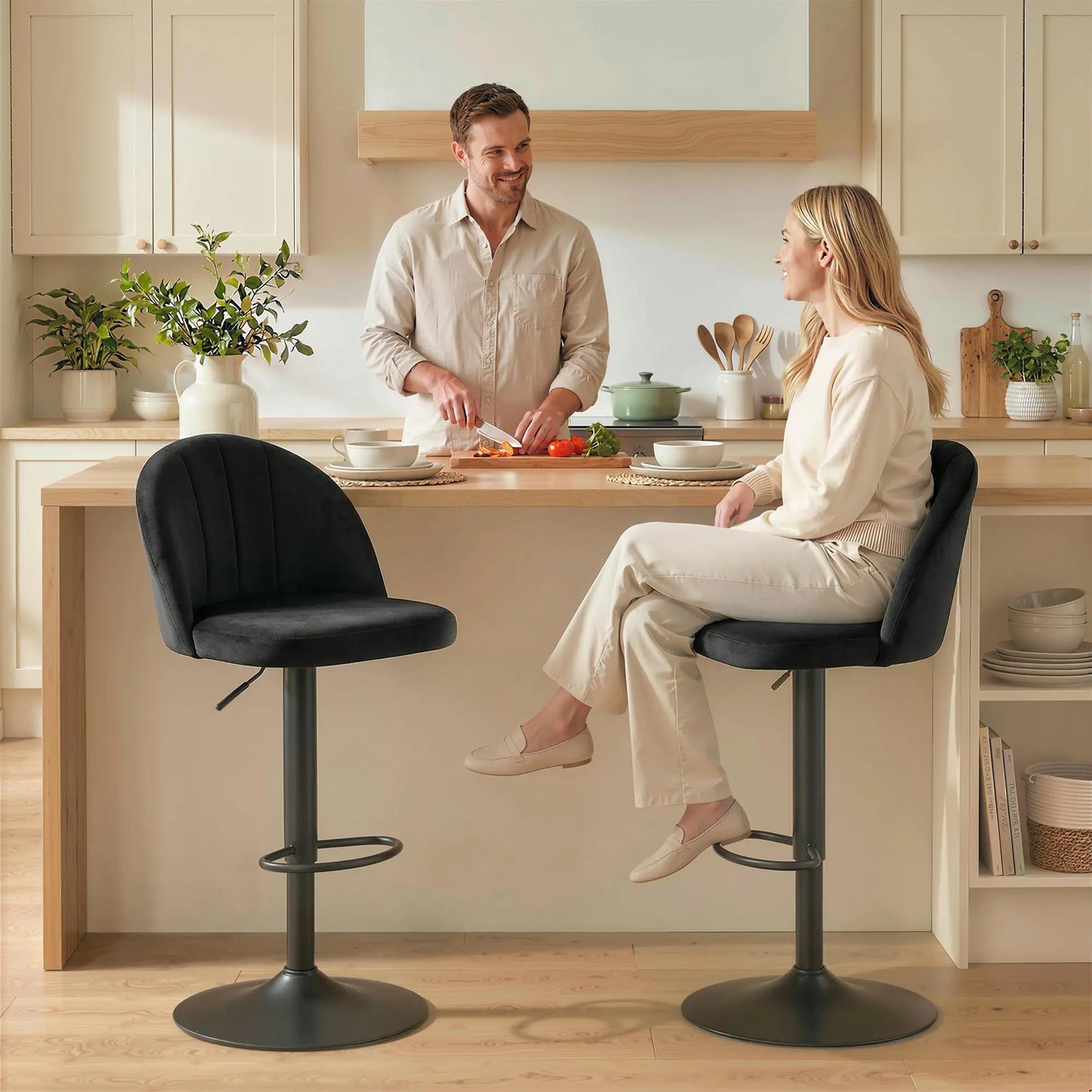 Swivel Counter Height Barstools Set of 2, Black Bar Stools at Gallery Canada