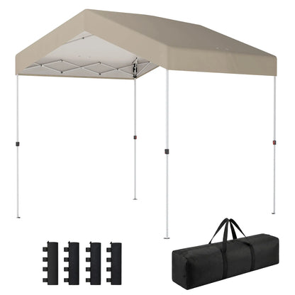 8 x 8 ft Pop Up Canopy Tent, UPF 50+ A-Frame Outdoor Instant Canopy, Beige Pop Up Canopies Beige, White at Gallery Canada
