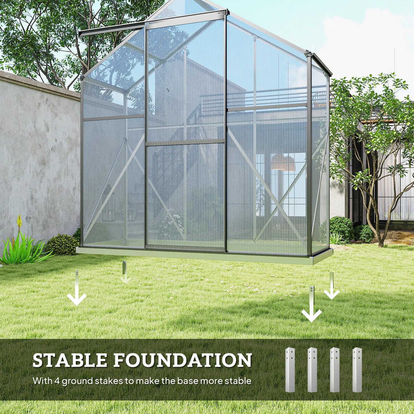 6' X 2.5' Polycarbonate Greenhouse With Sliding Door & Roof Vent, No color found Walk In Greenhouses at Gallery Canada