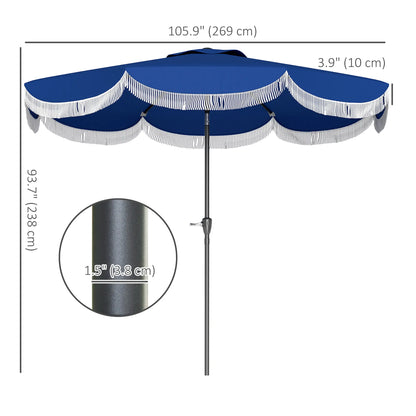 9FT Patio Umbrella, UPF 30+, Crank, 8 Ribs, Push Button Tilt, Blue Patio Umbrellas at Gallery Canada