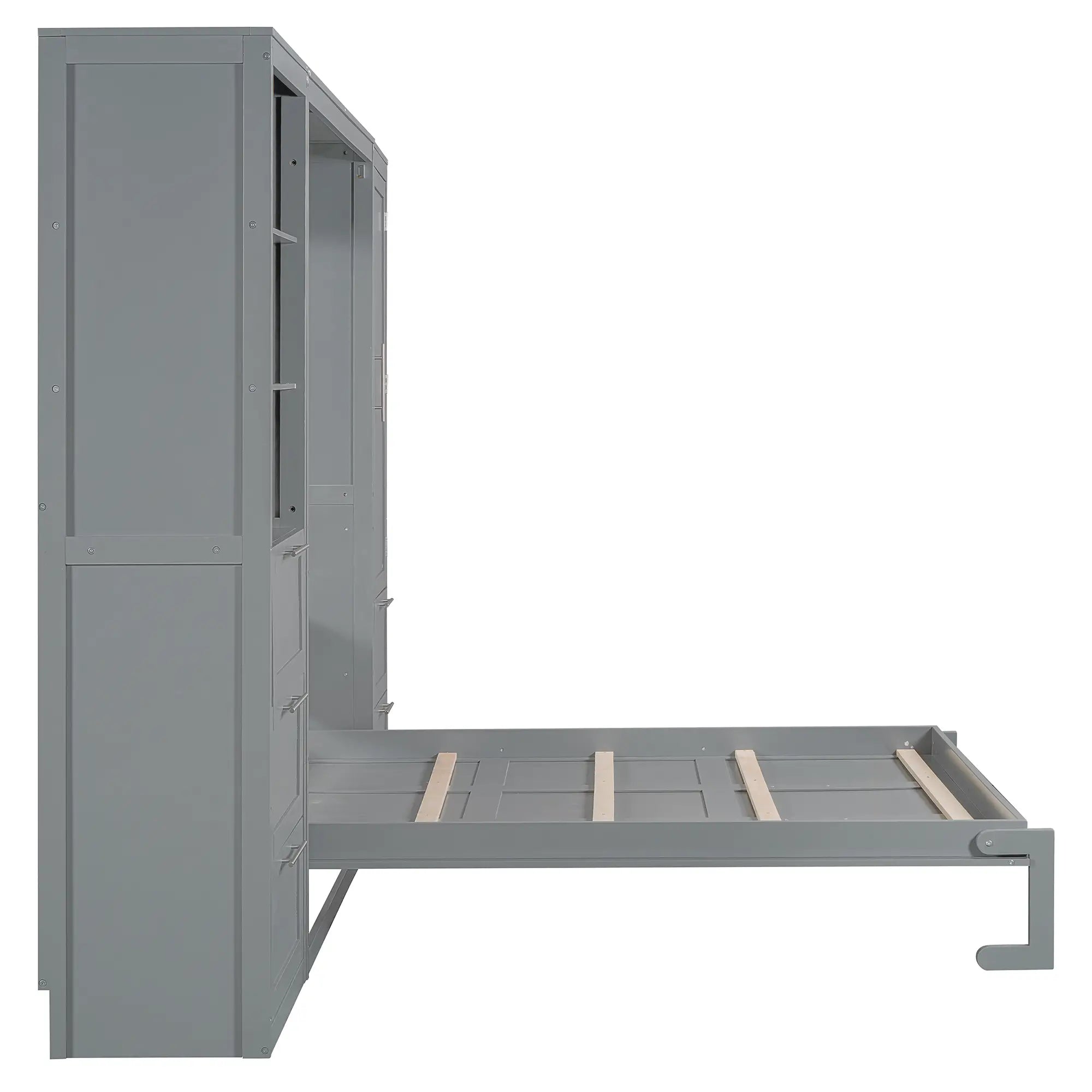 Murphy Bed with Closet, Drawers, Shelves, 120