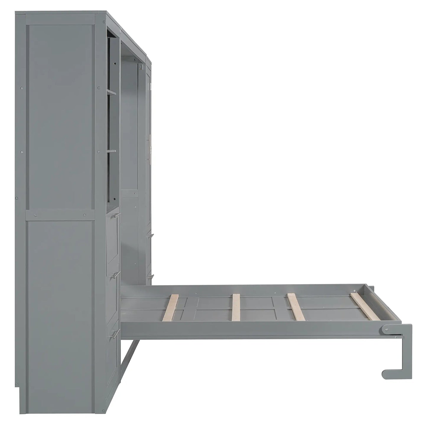 Murphy Bed with Closet, Drawers, Shelves, 120" L x 20" W x 88.5" H, Grey Bed Frames at Gallery Canada