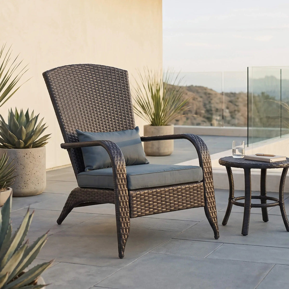 PE Rattan Adirondack Chair With Cushions, Outdoor Patio, Light Grey Patio Chairs at Gallery Canada