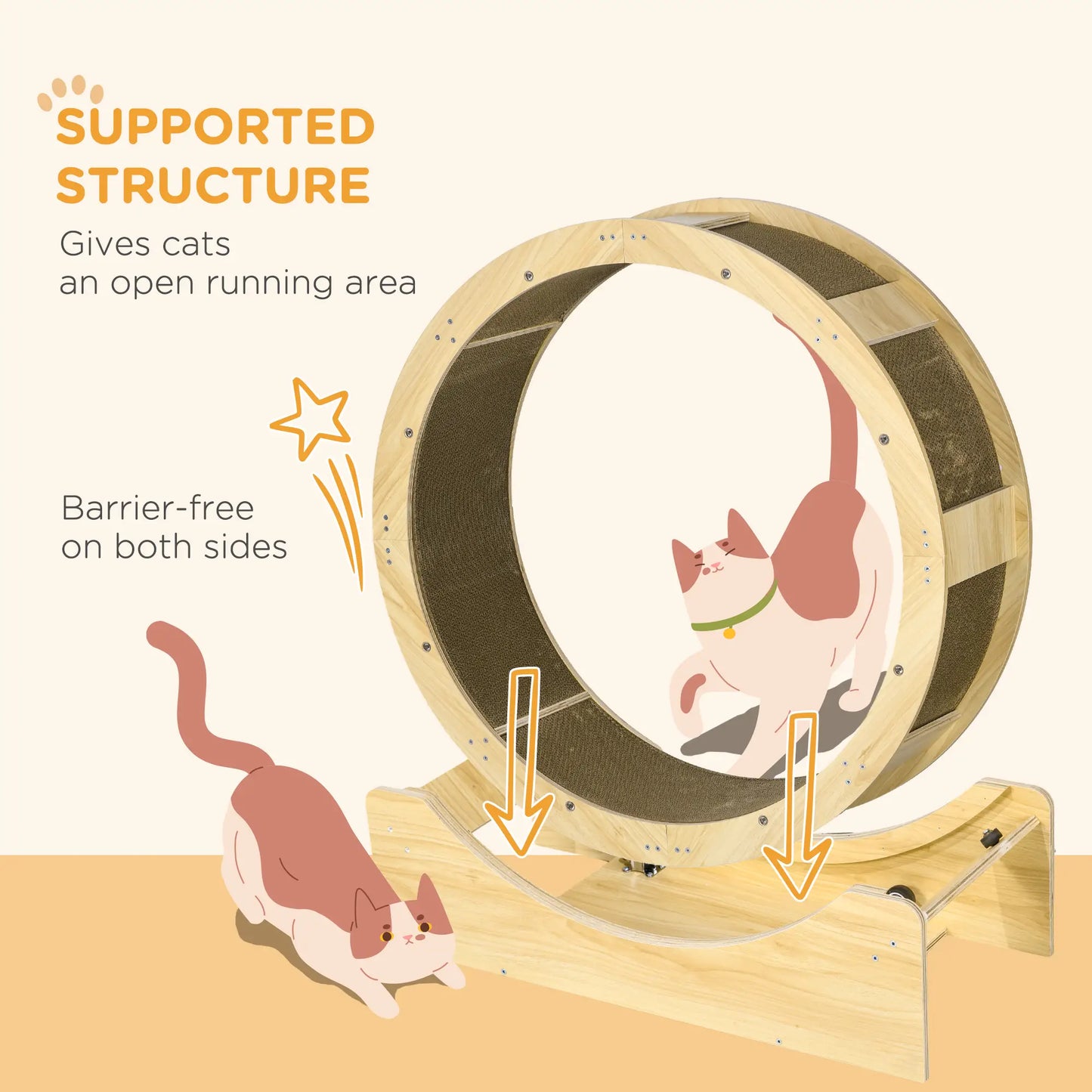 36" Cat Wheel, Indoor, Brake, Scratching Pads, Oak Cat Trees at Gallery Canada