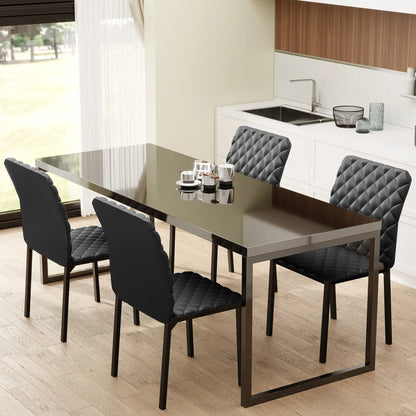 Modern Dining Chairs Set of 4, Upholstered Faux Leather, Black Bar Stools at Gallery Canada