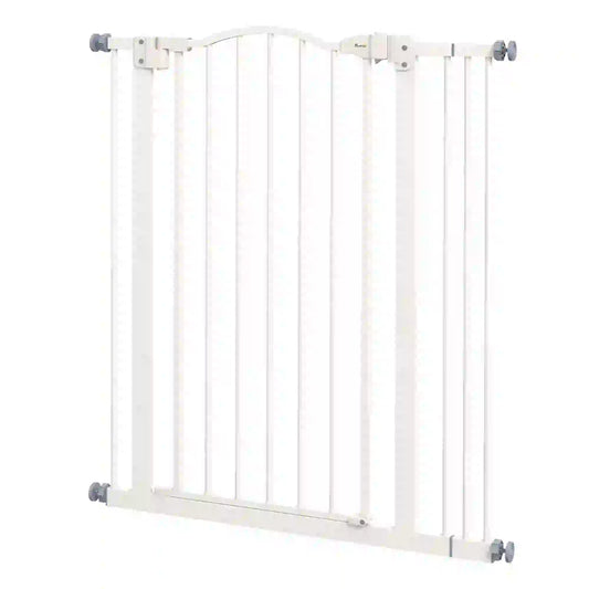 Extra Tall Dog Gate with Door, Pressure Fit, Auto Close, 29"-34", White Houses, Kennels & Pens White at Gallery Canada