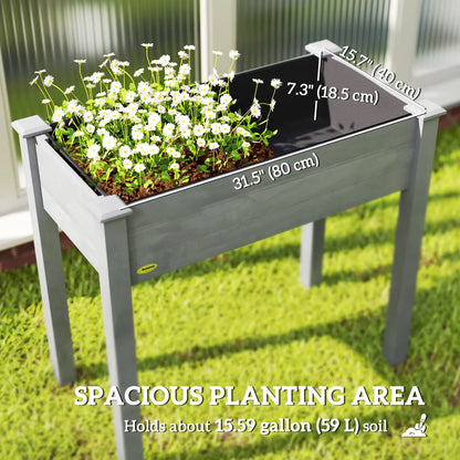 34"x18"x30" Wooden Raised Garden Bed, Elevated Planter Box with Legs, Dark Grey Raised Garden Beds at Gallery Canada