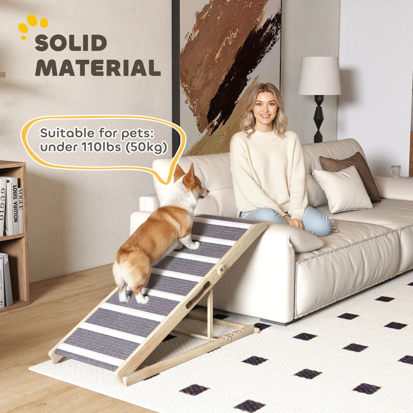 Foldable Dog Ramp For Couch, 4 Adjustable Height 16" to 23.5" Dog Stairs at Gallery Canada