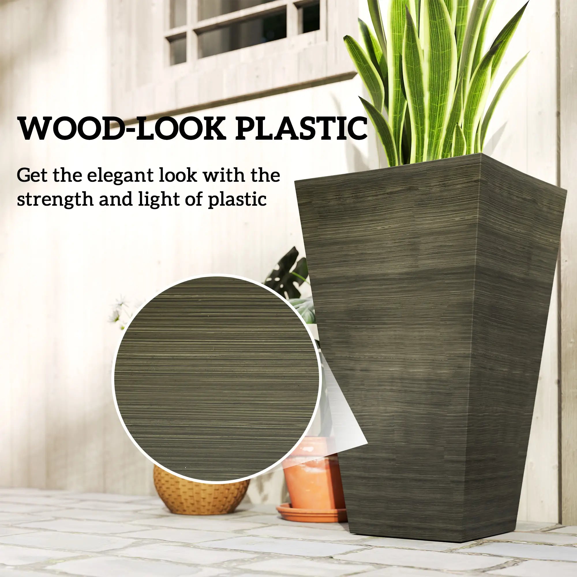 Tall Planter Set of 3, 28 Inch Taper, Bronze Planter Set at Gallery Canada