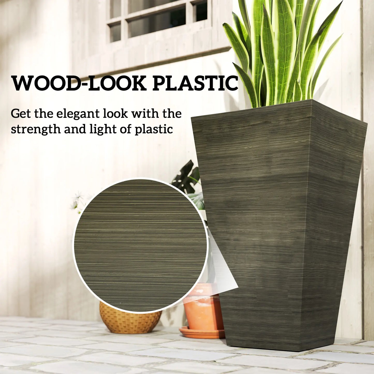Tall Planter Set of 3, 28 Inch Taper, Bronze Planter Set at Gallery Canada