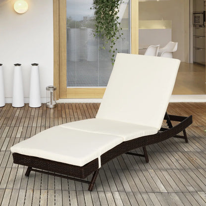 Wicker Patio Lounger, Outdoor S Shape Recliner, 5-Level Adjustable Backrest, Cream White Chaise Loungers at Gallery Canada