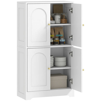 43" Kitchen Pantry Cabinet, Freestanding, 4 Arched Doors, 2 Adjustable Shelves, White Kitchen Pantry Cabinets at Gallery Canada