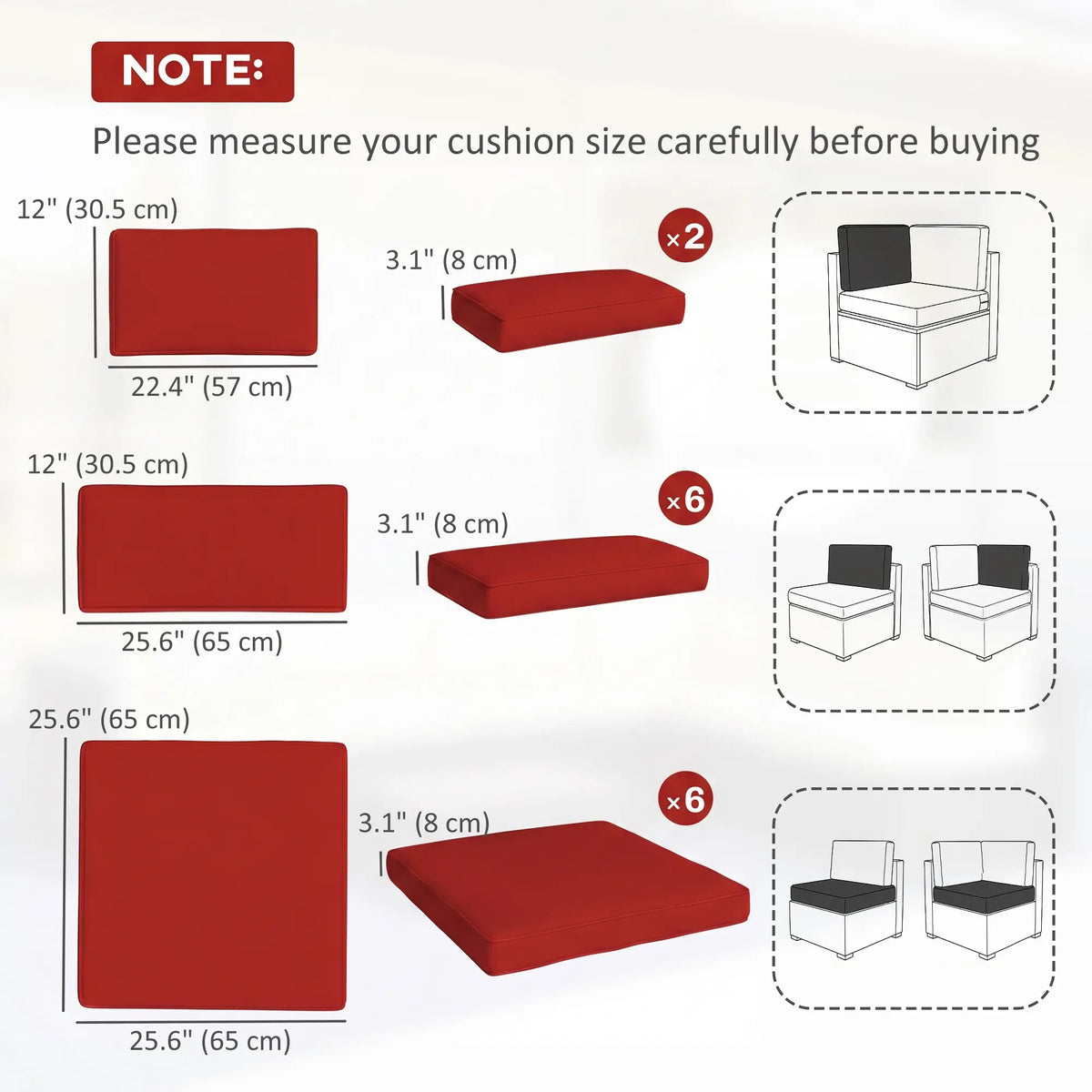 14Pc Patio Rattan Sofa Set, Polyester Cover Only, Red Patio Chair Cushions at Gallery Canada