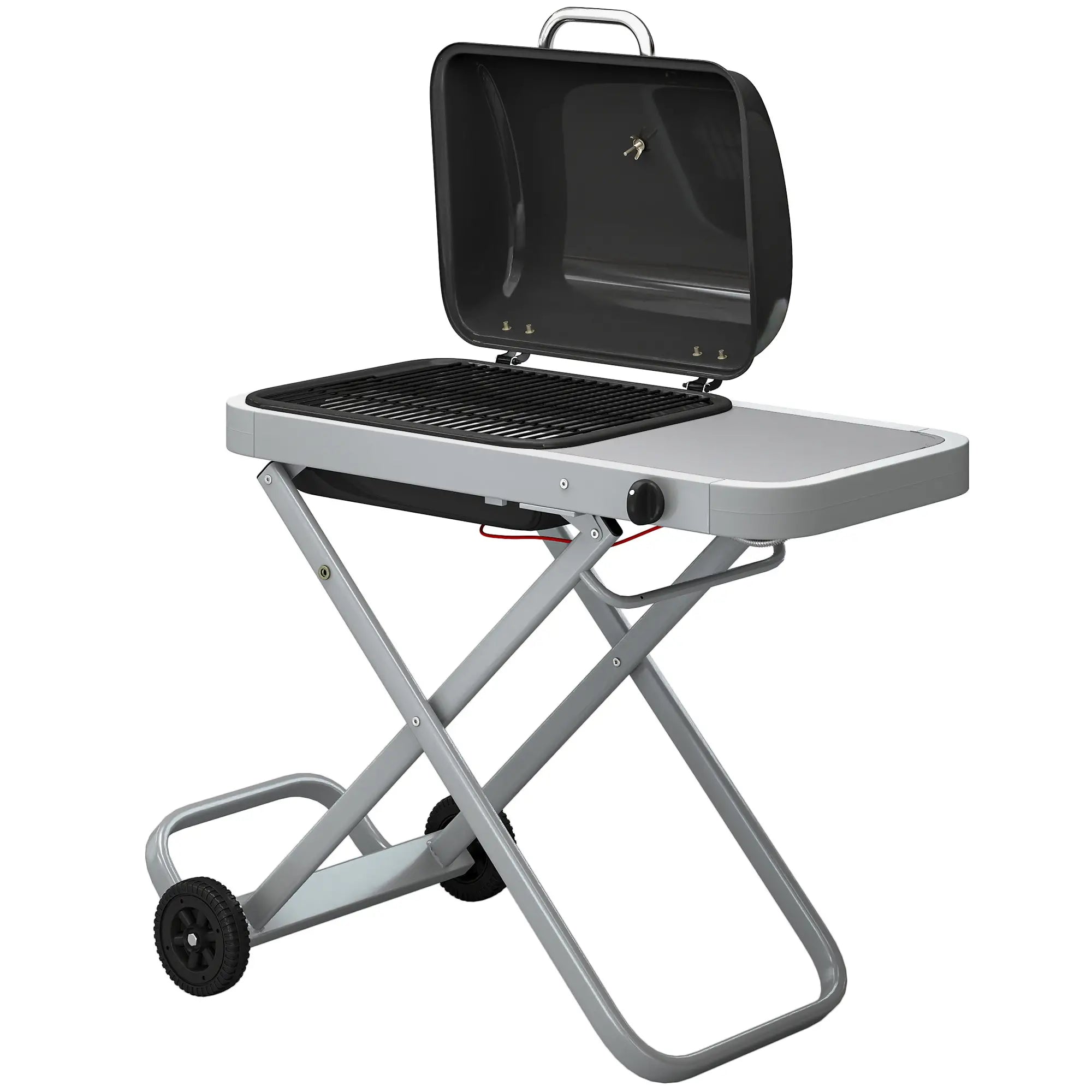 Portable Propane BBQ Grill, Foldable Cart, 9500 BTU, Black Propane Gas Grills Black, Silver at Gallery Canada
