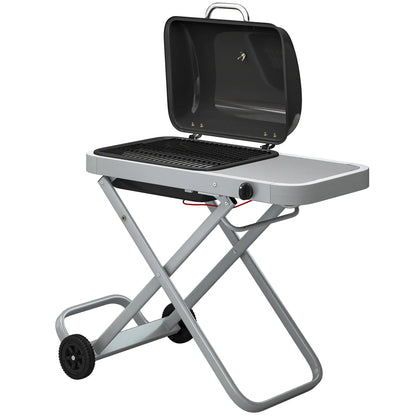 Portable Propane BBQ Grill, Foldable Cart, 9500 BTU, Black Propane Gas Grills Black, Silver at Gallery Canada