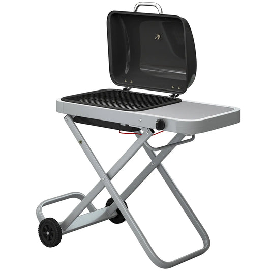 Portable Propane BBQ Grill, Foldable Cart, 9500 BTU, Black Propane Gas Grills Black, Silver at Gallery Canada