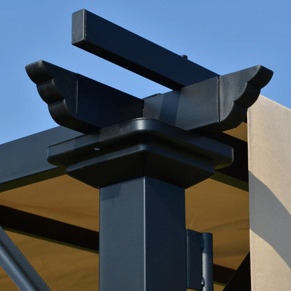 12' x 10' Outdoor Gazebo, Retractable Canopy, Steel Frame, Beige Pergolas at Gallery Canada