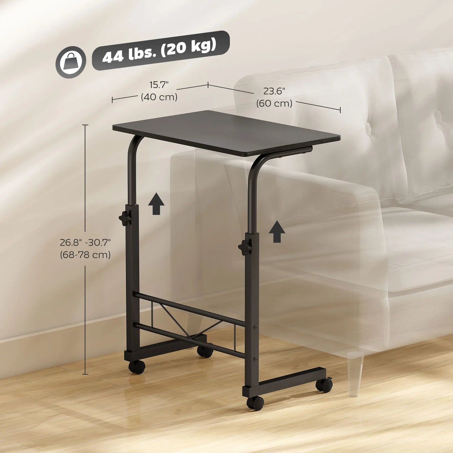 Mobile Standing Desk, Adjustable Height, 23.5 Inch, Black Side Tables at Gallery Canada