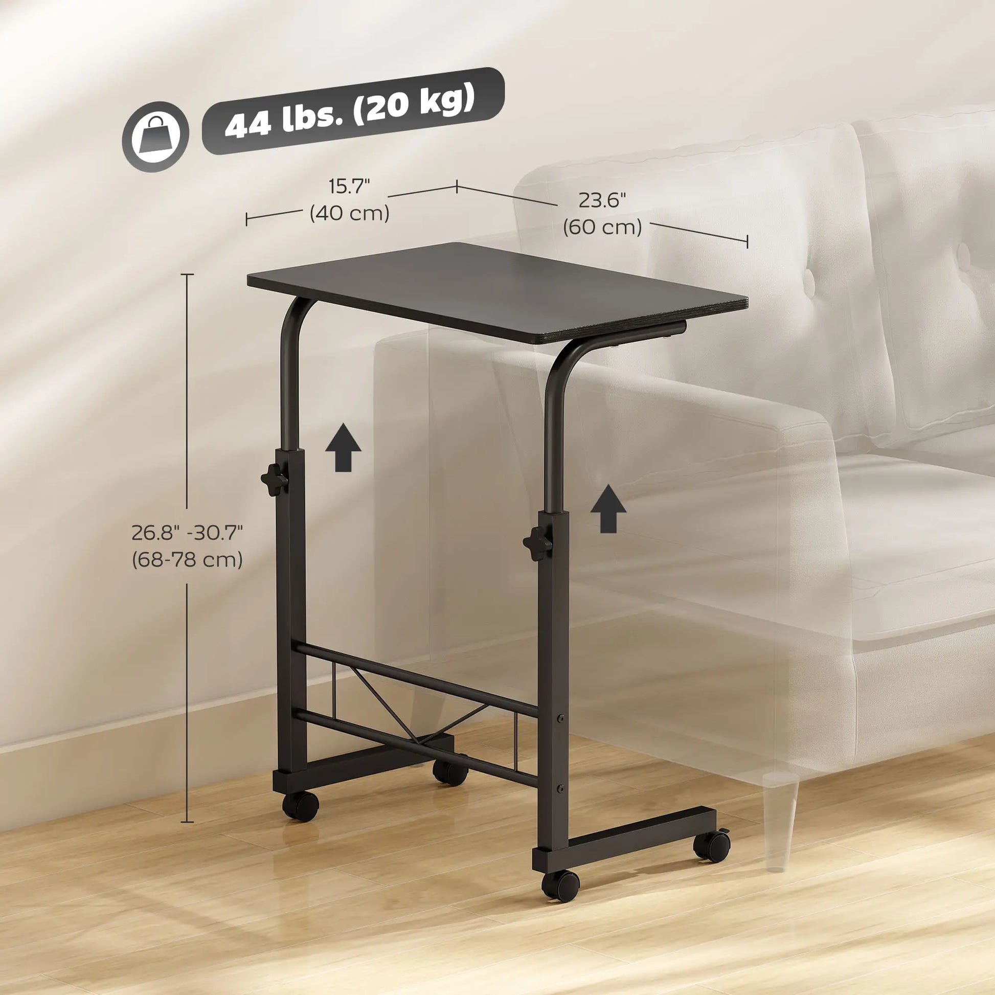 Mobile Standing Desk, Adjustable Height, 23.5 Inch, Black Side Tables at Gallery Canada