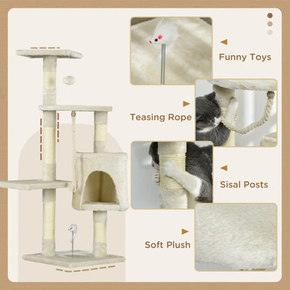46" Scratching Cat Tree, Multi Level Activity Center, Kitty Condo, Beige Cat Posts at Gallery Canada