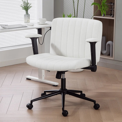 Criss Cross Chair with Flip-up Armrests, Wheels, Adjustable Height, Tilting, Cream White Task Chairs at Gallery Canada