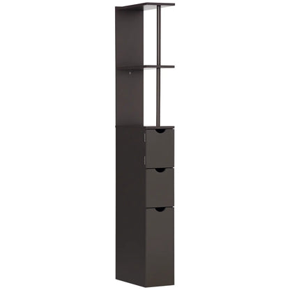 Tall Narrow Bathroom Storage Cabinet with Drawers, Open Shelves, Brown Bathroom Cabinets Brown at Gallery Canada