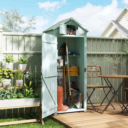 30" x 21" x 71" Garden Storage Shed, Outdoor Tool House, 3 Tier Shelves, Blue