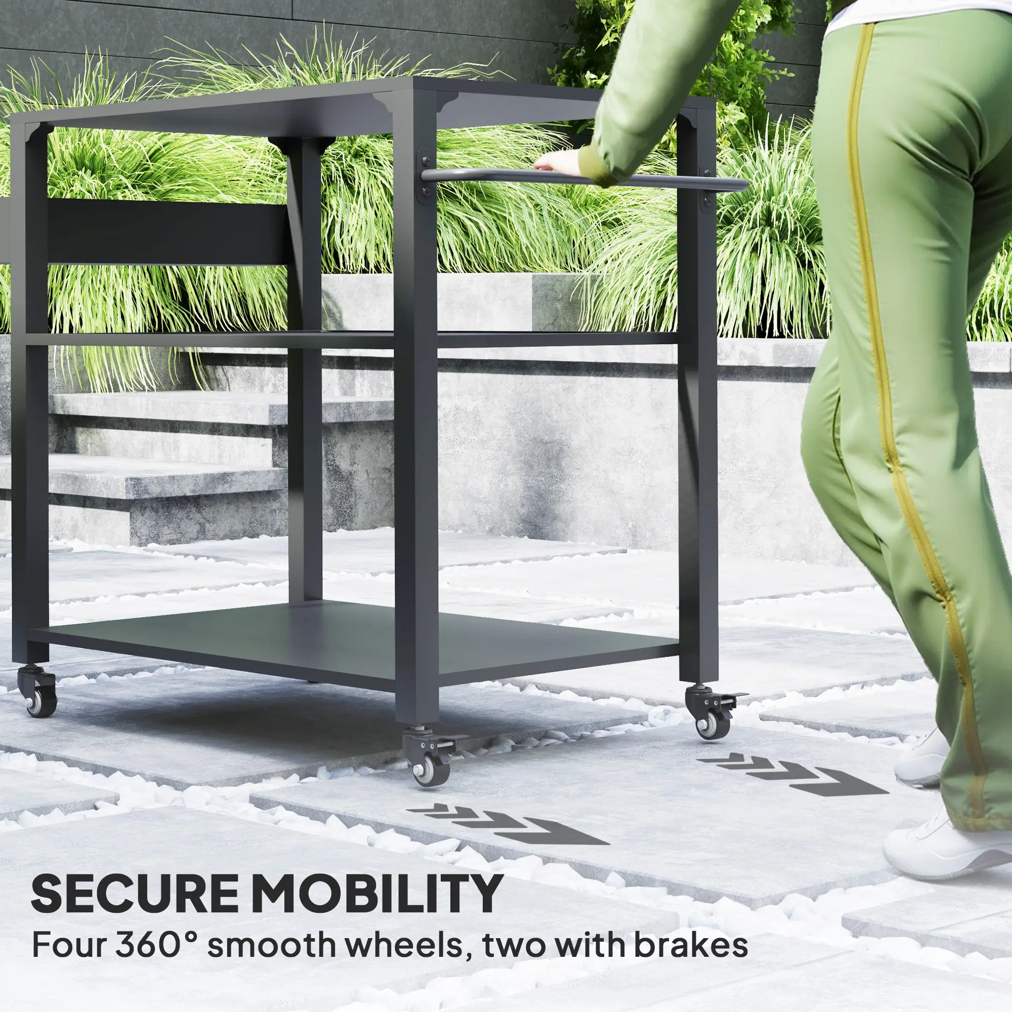 3-Tier Outdoor Grill Cart, Pizza Oven Stand, Storage Rack, 4 Wheels Outdoor Grill Carts at Gallery Canada