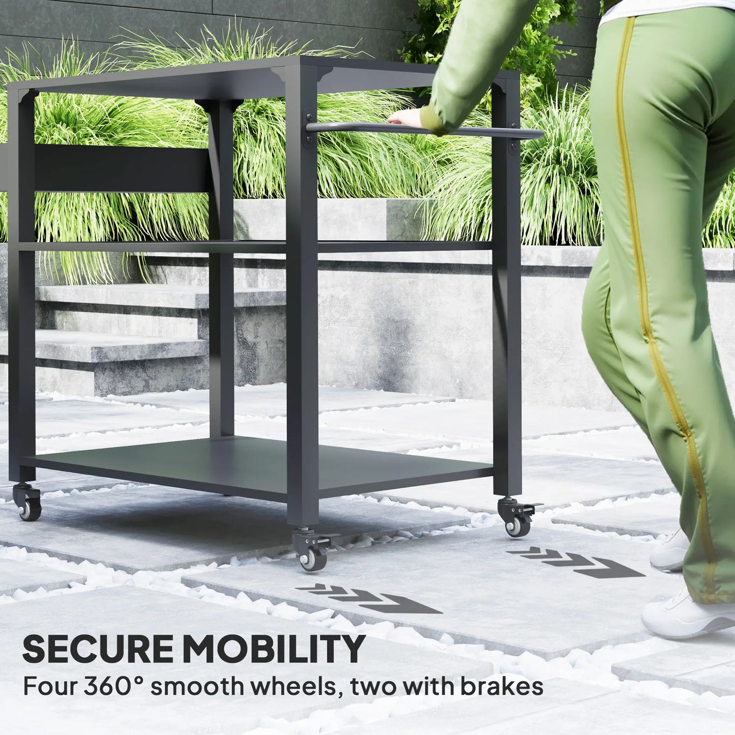 3-Tier Outdoor Grill Cart, Pizza Oven Stand, Storage Rack, 4 Wheels Outdoor Grill Carts at Gallery Canada