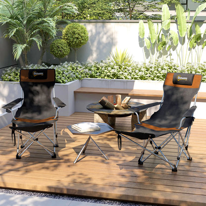 Reclining Camping Chair Set With Foot Rest, Headrest, Cup Holder, Storage Bag, Orange Picnic Tables & Camping Chairs at Gallery Canada