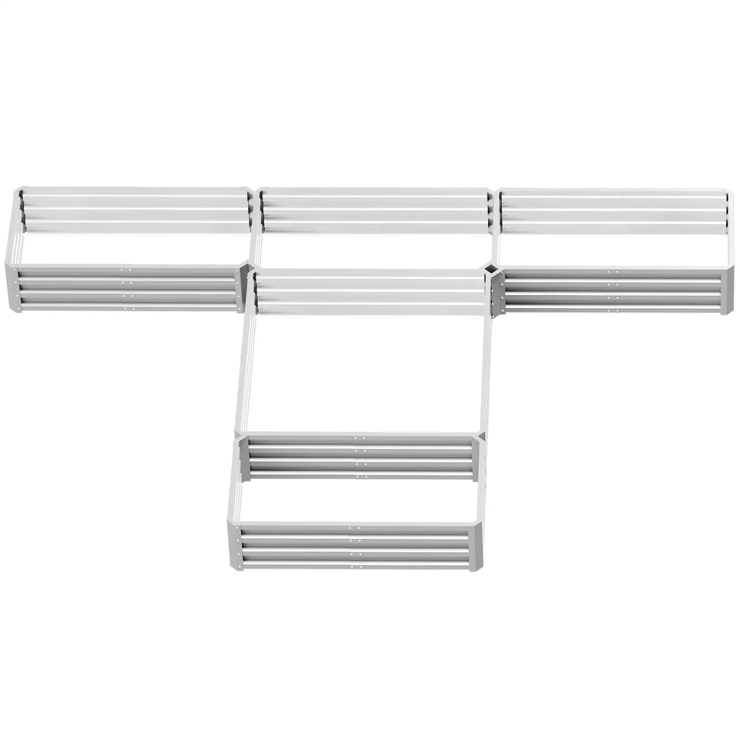 Steel Raised Garden Bed, 8x8x1ft, Set of 5 Large Planters, Silver Raised Garden Beds Silver at Gallery Canada