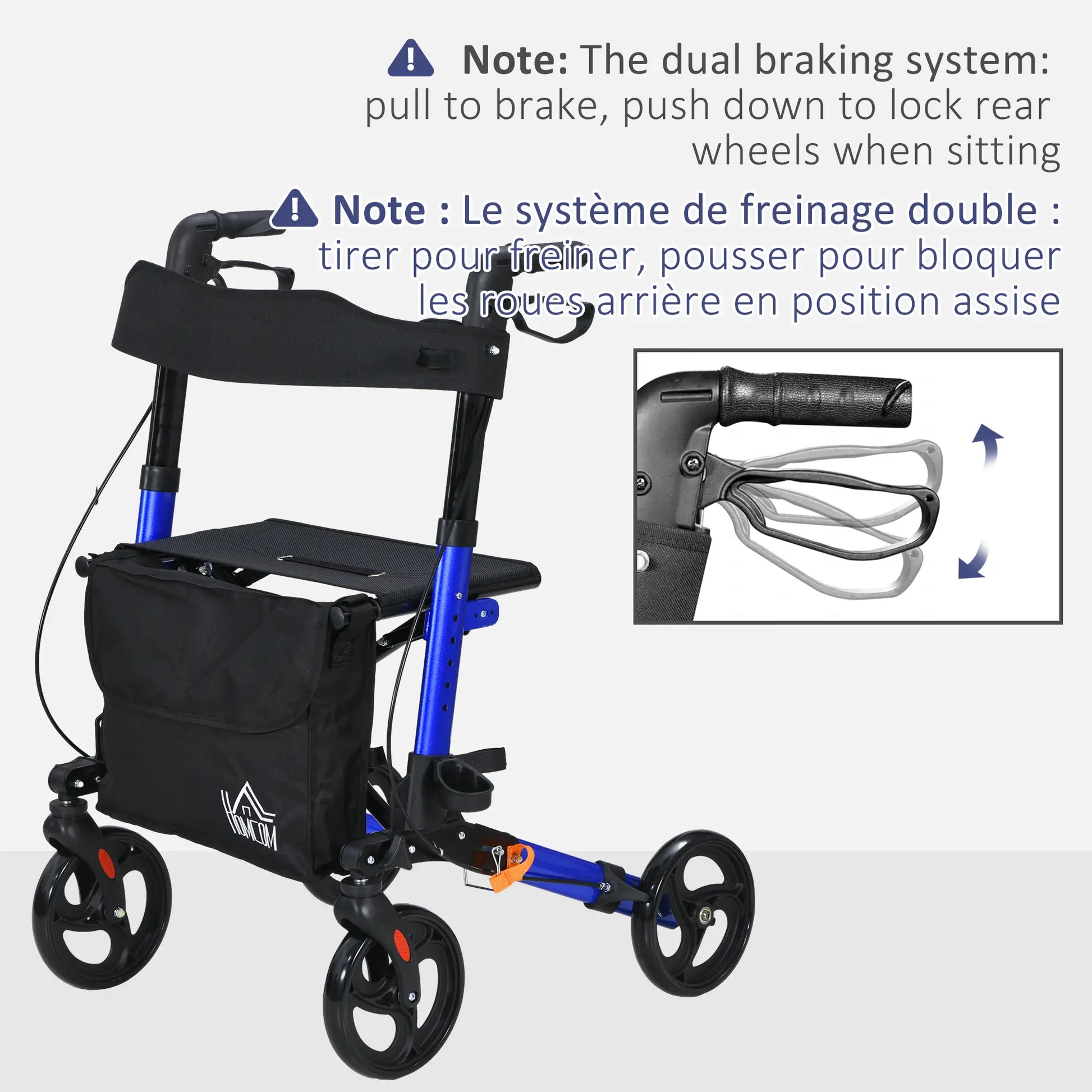 Senior Rollator with Seat, Back, Cane Holder, Adjustable Handle, Blue Knee Walker & Wheelchair Ramps at Gallery Canada