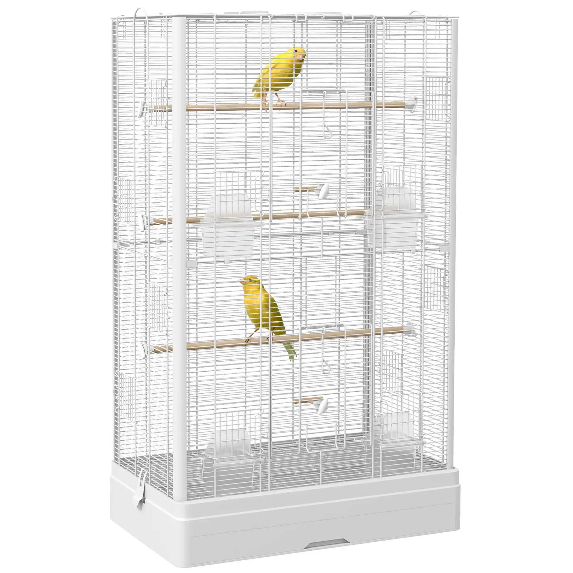39" Bird Cage for Budgies, Finches, Canaries, Wooden Stand, White Bird Cages at Gallery Canada
